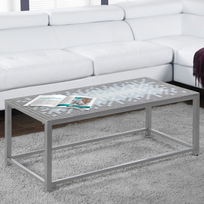 Table basse, accent, cocktail, rectangulaire, salon, L 42 po, métal, carrelage