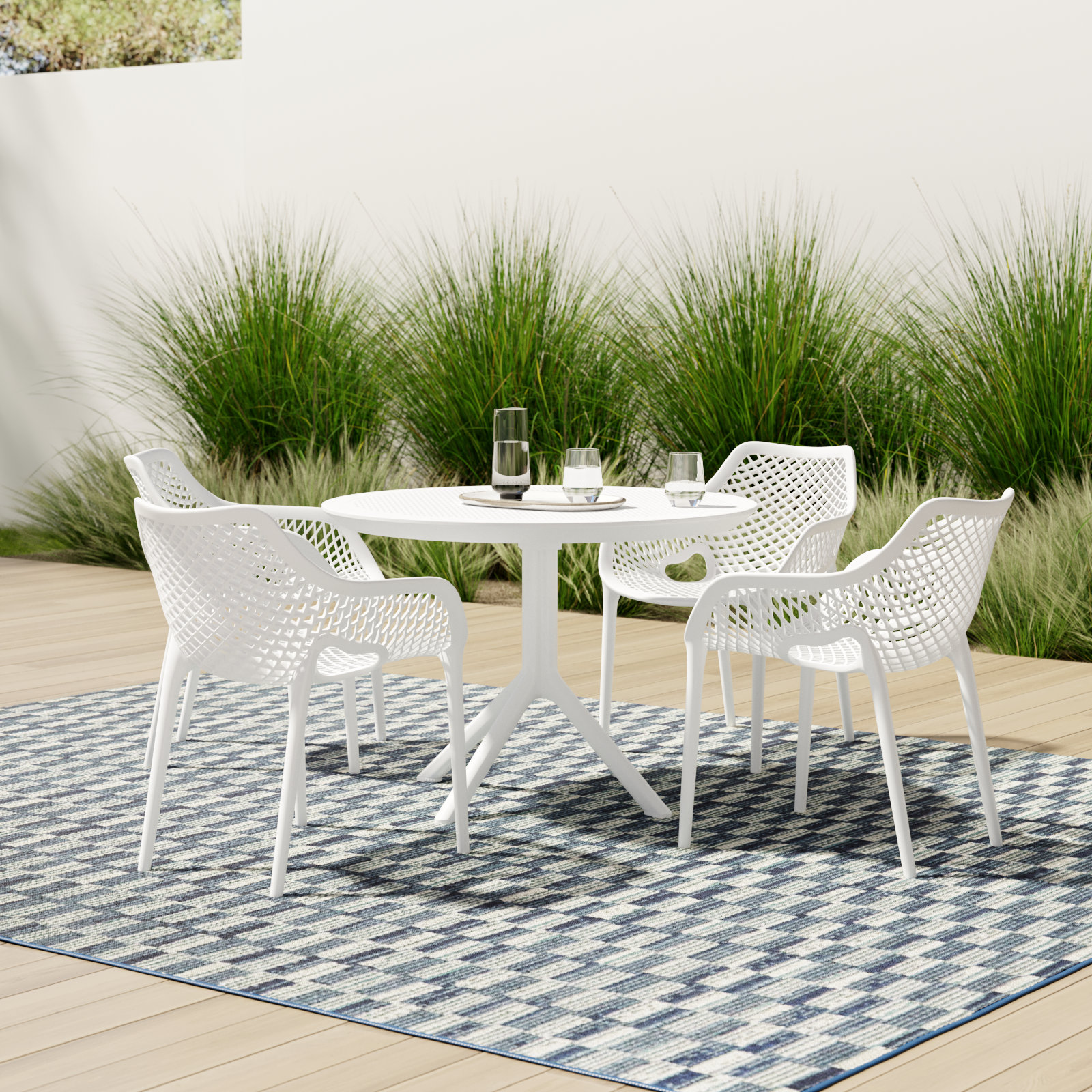 Farrah 41" Patio Dining Set, White