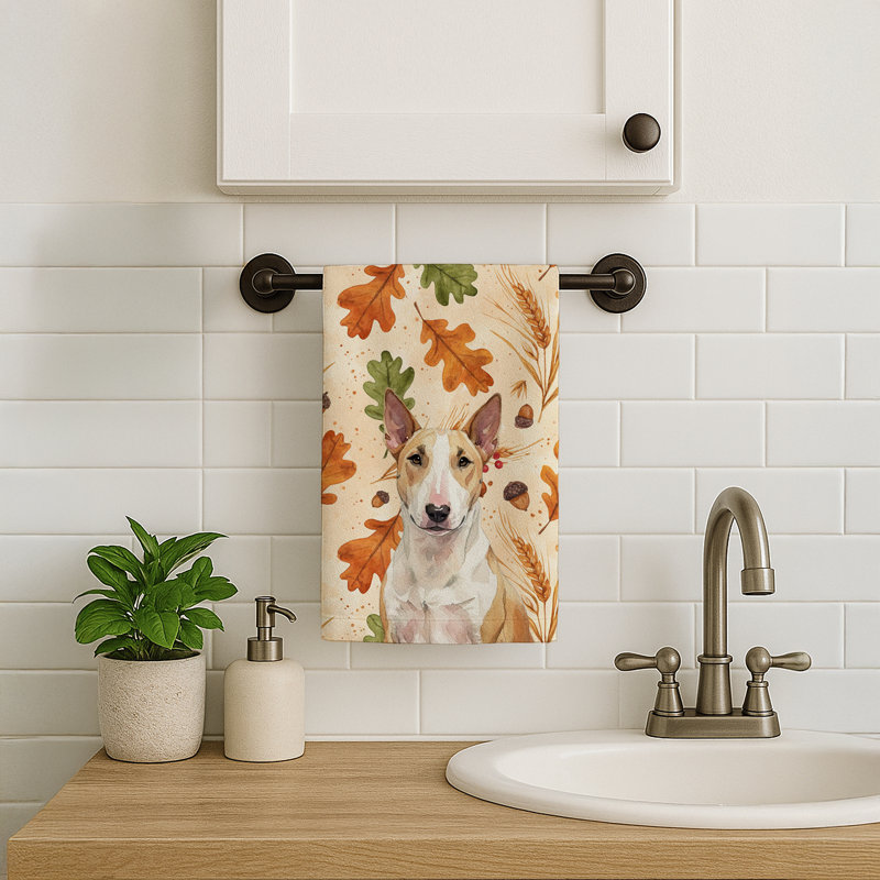 Serviette de cuisine tricolore Sheltie, Bull terrier fauve et blanc