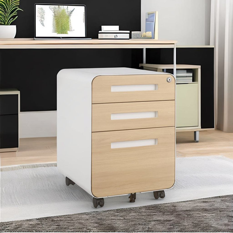 Azeemah 18.11'' Wide 3 -Drawer Mobile File Cabinet, Walnur/White