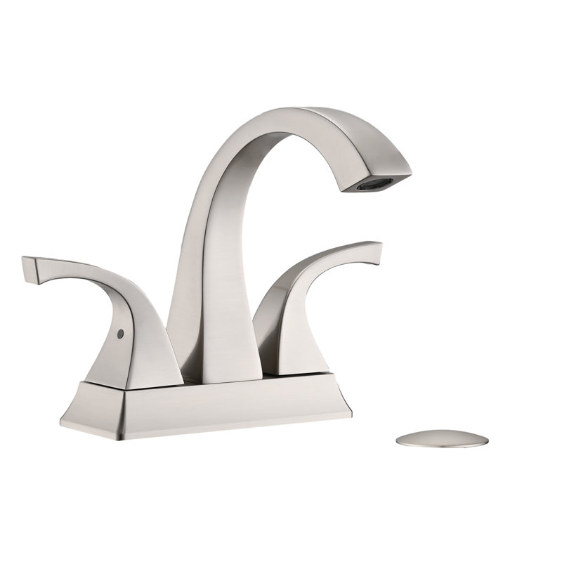 Robinet de lavabo de salle de bain à 2 poignées avec ensemble de drain Centreset, Nickel brossé