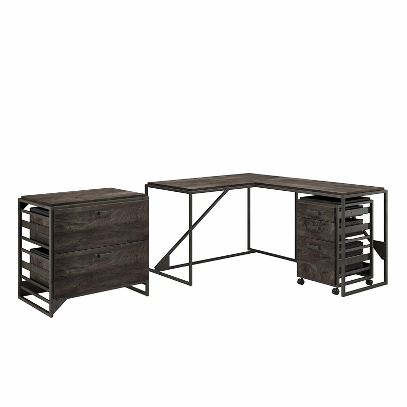Ensemble de bureau et classeur Hairston, Hickory gris foncé