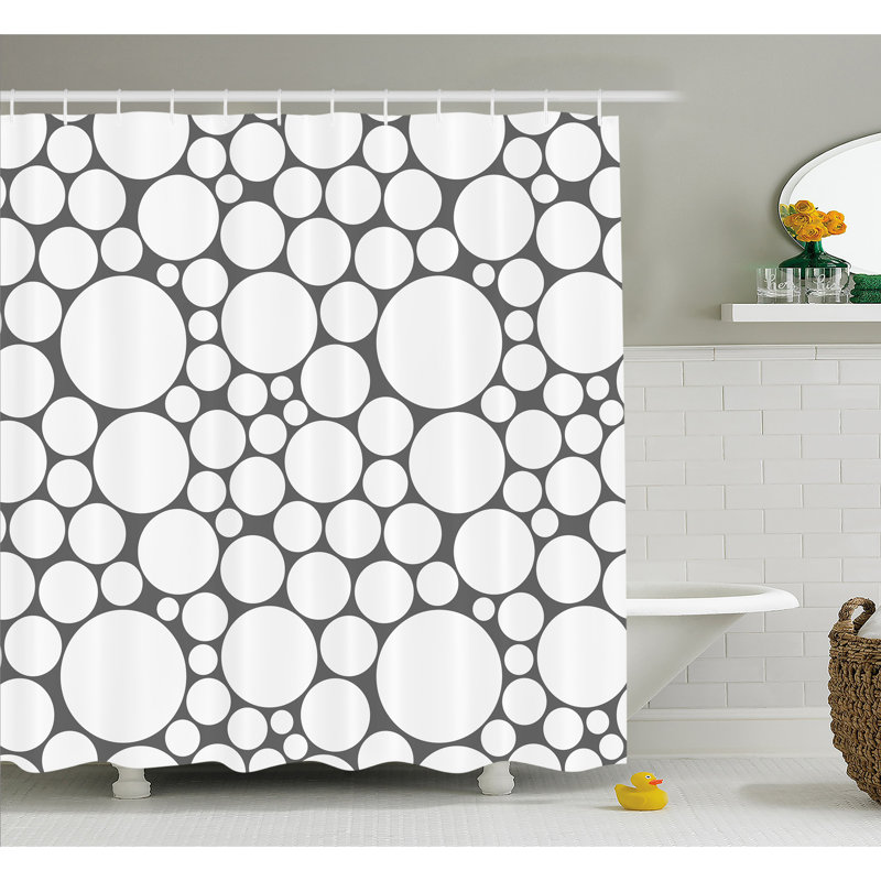 Geometric Circle Shower Curtain with Hooks Included, 70" H x 69" W