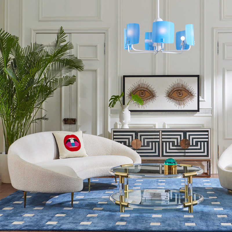 Jacques Clear Acrylic and Brushed Brass Round Coffee Table