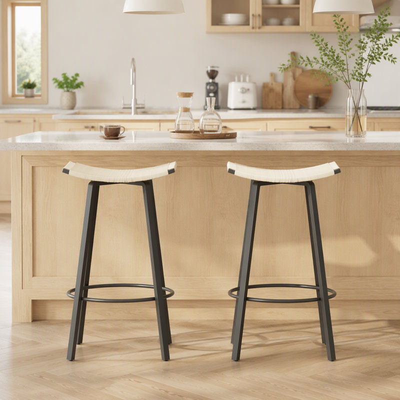 Tabourets de bar polyvalents à hauteur de comptoir avec tissage en PVC tissé à la main pour une utilisation intérieure et extérieure