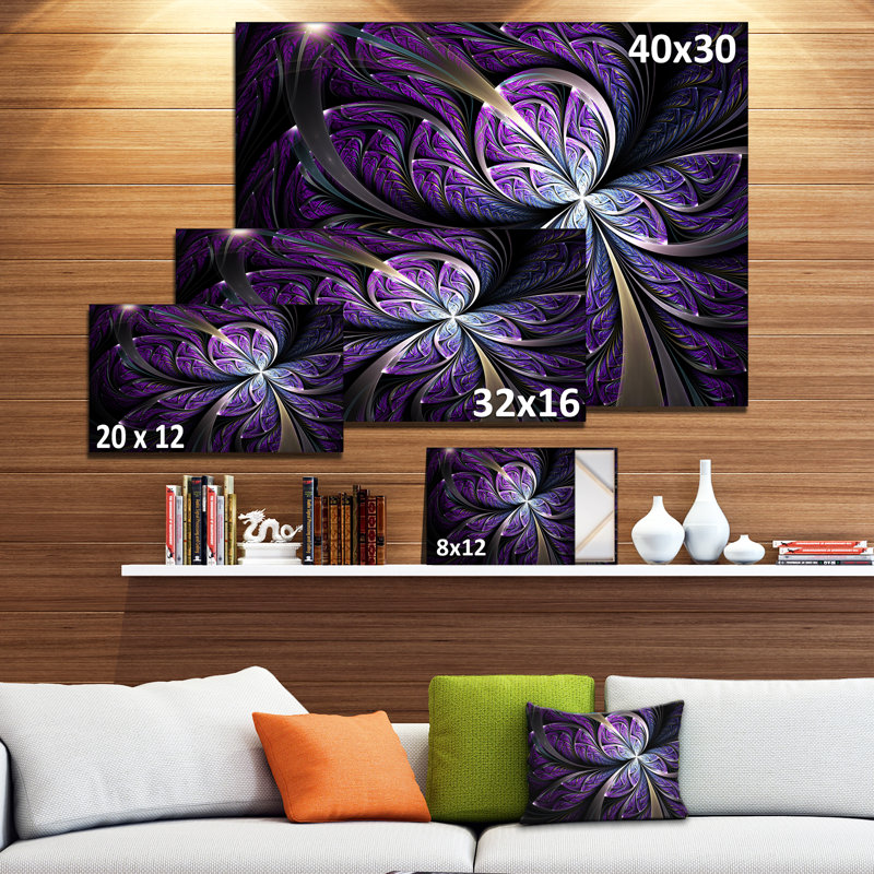 Large Purple and Black Floral Canvas Art Print, 40" x 20"