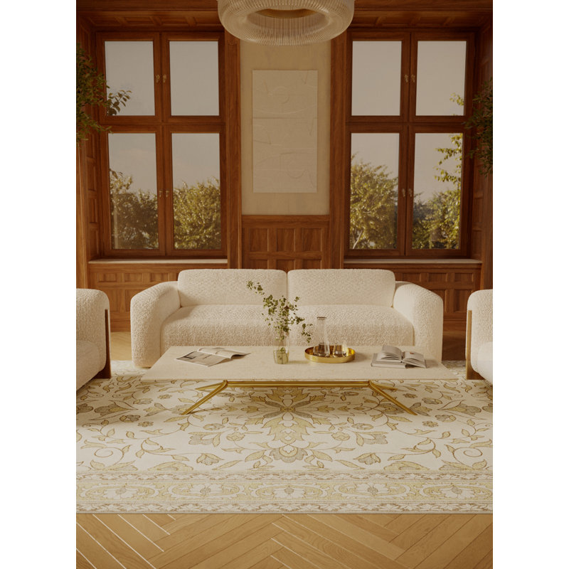 Tapis oriental en chenille / polyester tissé à la main Carolita, Rectangle 5 pi x 7 pi