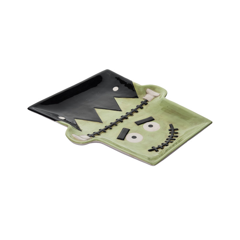 12,25 pouces Halloween Frankenstein plateau avec Spreader parfait pour servir des collations et des gâteries Idéal pour une utilisation intérieure