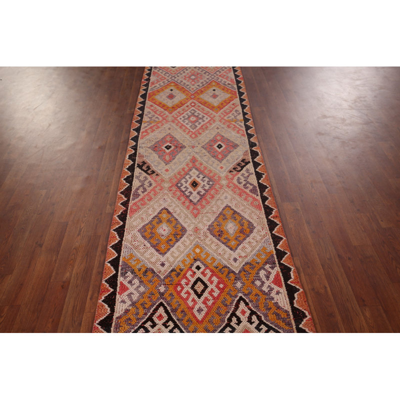 Tapis de couloir turc vintage en laine Oushak 3 x 12