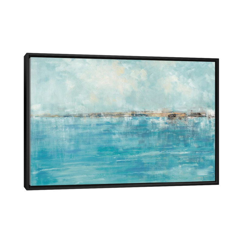 « seychelles », impression sur toile, H 18 po x l 26 po x P 1,5 po, Toile avec cadre noir, Pas de tapis