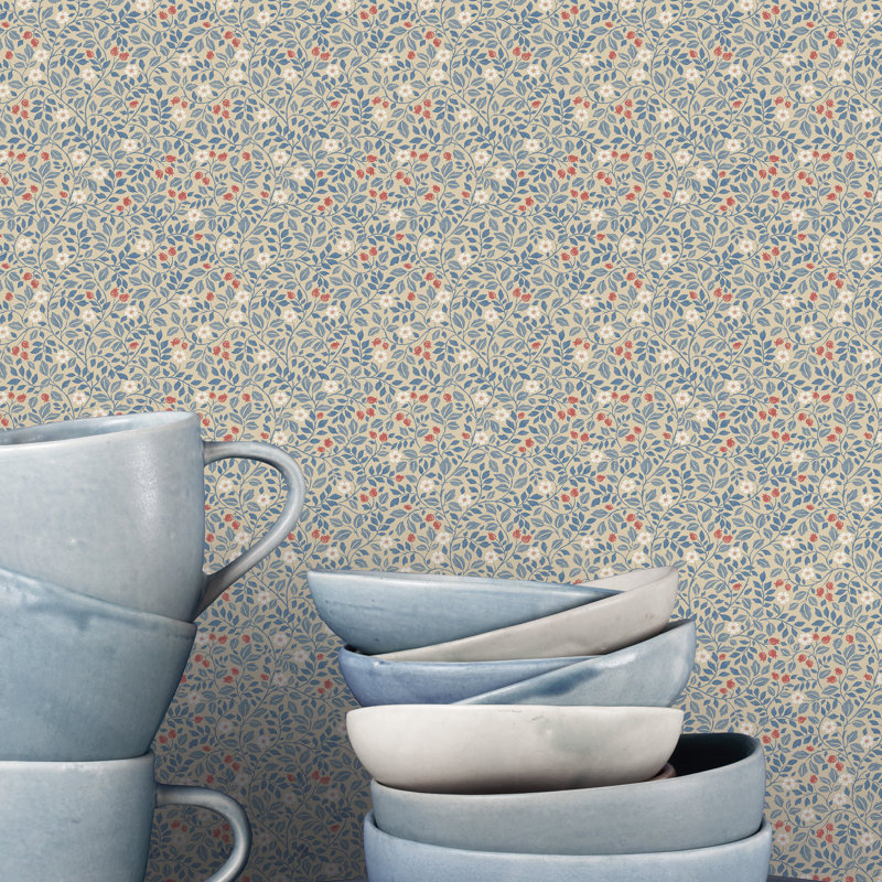 Rouleau de papier peint miniatures 3, Bleu/rouge/beige