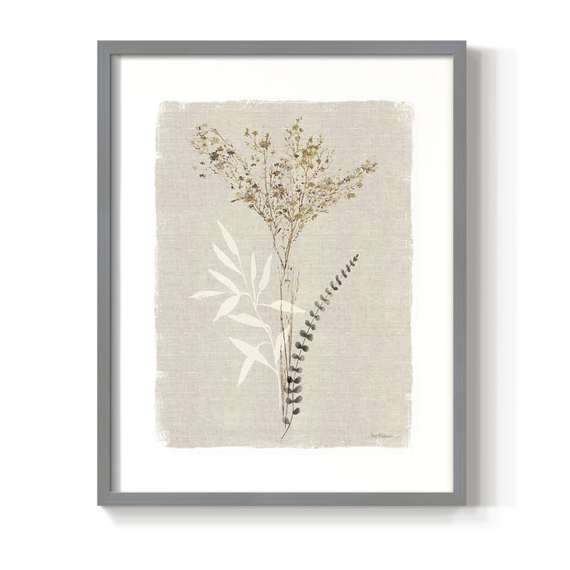«Dried Foliage I», reproduction encadrée - bois massif, H 15 po x l 12 po, Gris