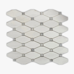 Carreau de mosaïque de mur et de sol en mosaïque de marbre octogonal et à pois 12 po x 12 po Bianco Dolomiti