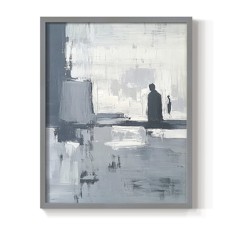 Abstrait, reproduction encadrée CCxxiii - prêt à être accroché, Gris, H 20 po x l 16 po