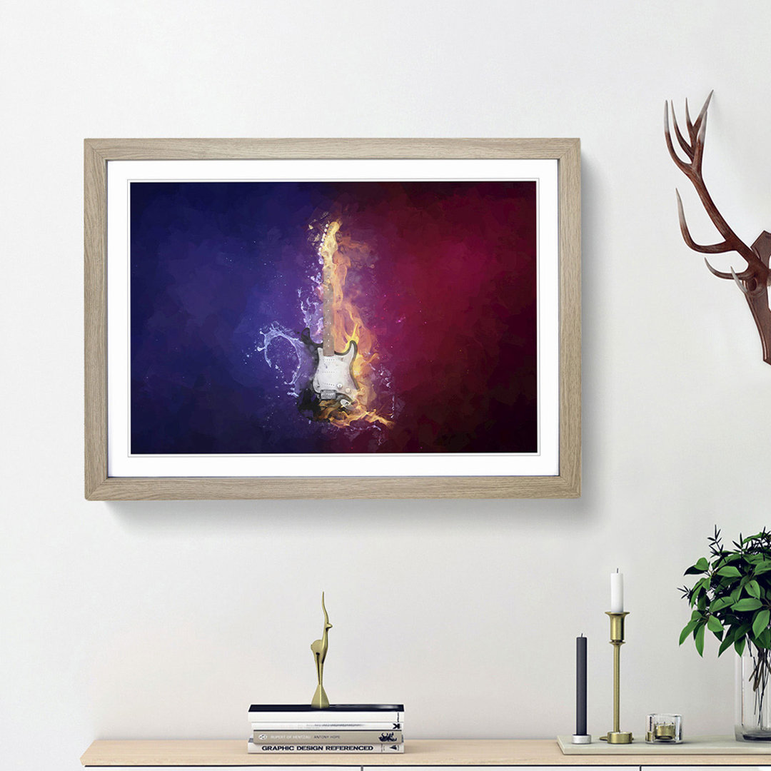 Electric Guitar Elements in Abstract - Picture Frame Painting Print