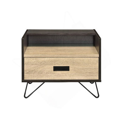 One Drawer Nightstand with Open Compartment