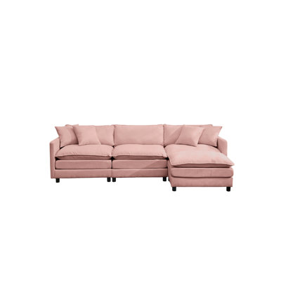 Canapé en chenille de 108 po à structure modulaire en L de 108 po au design polyvalent qui s'adapte à tout espace intérieur