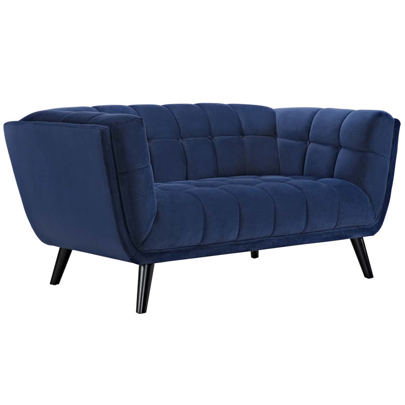 Causeuse capitonnée en velours Bestow Bestow, Bleu marine