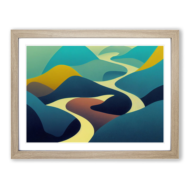 Abstract Mountain River Vol.2 - Framed Print, 46cm H x 64cm W x 2cm D, Oak