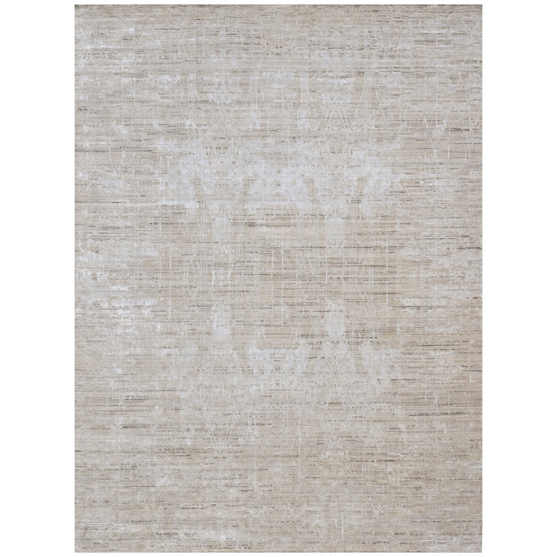 Tapis beige noué à la main de haute qualité, Rectangle 12 pi x 15 pi