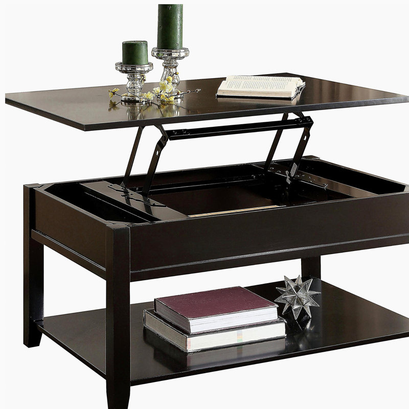 Table basse noire avec surface relevable