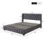 EU Double & King (140/160X200cm) Luxury Velvet Hydraulic Ottoman Bed, Storage Frame With Wingback Button Tufted Headboard, Dark Grey -620964589