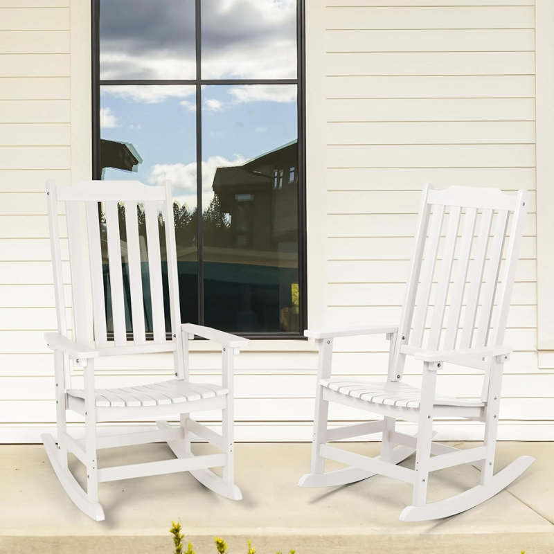 Chaise berçante d'extérieur Bertsche, Blanc, 2