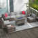 6 - Person Outdoor Seating Group with 44 Inch Fireplace Table, Patio Sectional Sofa Set 