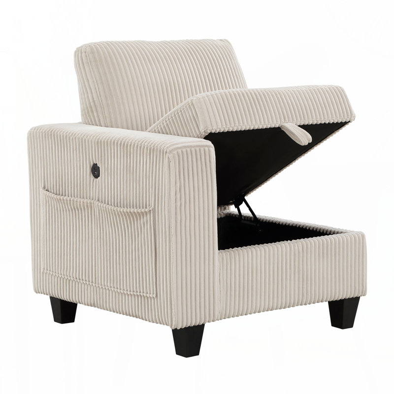 Chaise en tissu velours côtelé 1 pièce Modern, Beige