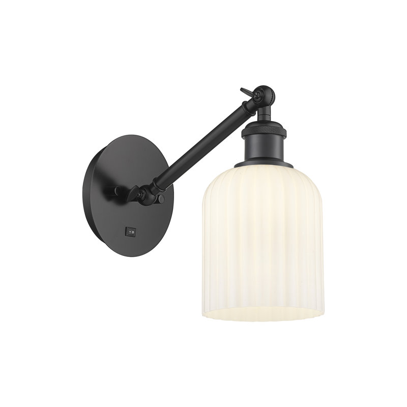 Fiennes Armed Sconce, Matte Black, Mercury
