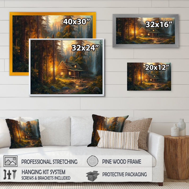 «Knutsford Forest Escape Cabin I», reproduction sur toile, H 12 po x l 20 po x P 1 po, Cadre flottant blanc