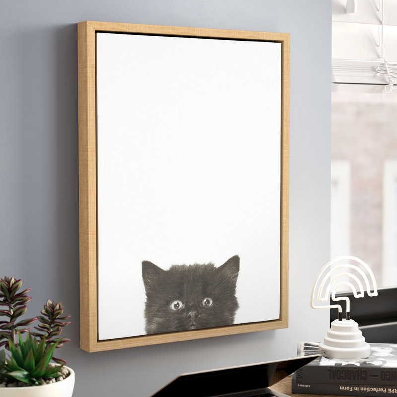 «Black Kitten 2» par Simon Te, reproduction d'art sur toile encadrée, Naturel