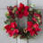 18" Artificial Spruce Poinsettia Berry Christmas Wreath