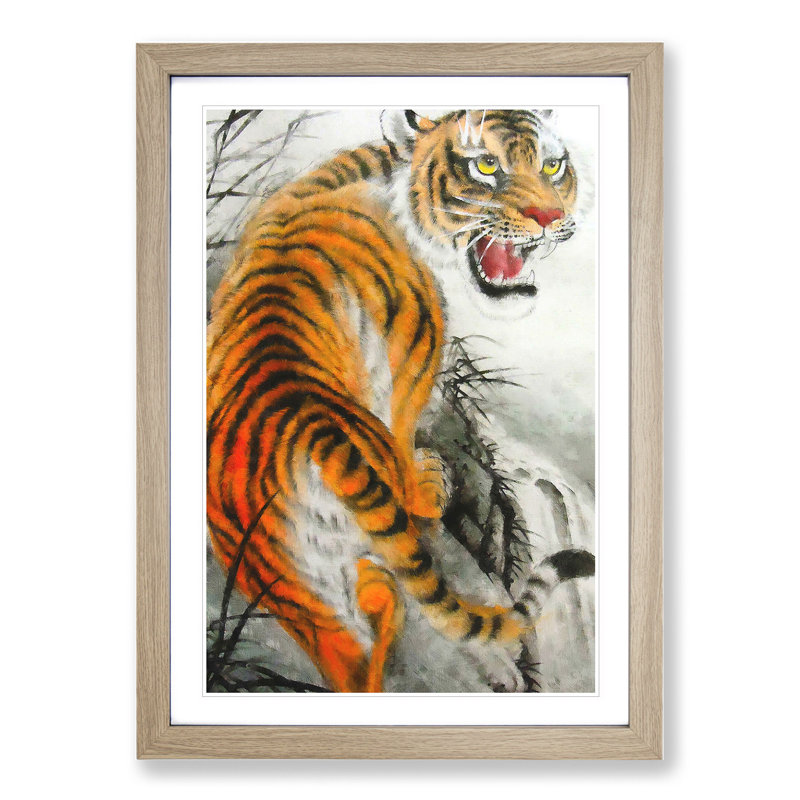 Oriental Tiger Vol.2 - Framed Print, 48cm H x 36cm W x 2cm D, Oak Framed