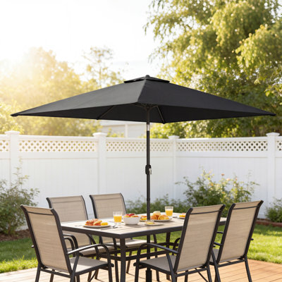 Outsunny 3x2m Garden Parasol with Crank Handle Tilt Function