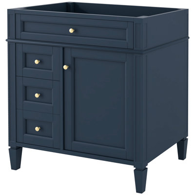 Modern 30'' Bathroom Vanity Without Top Sink, 2 Drawers And Tip-out Drawer, Cabinet Door Organizer, Adjustable Shelf, Smooth Metal Drawer Slides, Diverse Storage, Exquisite Roman Leg Design, Textured