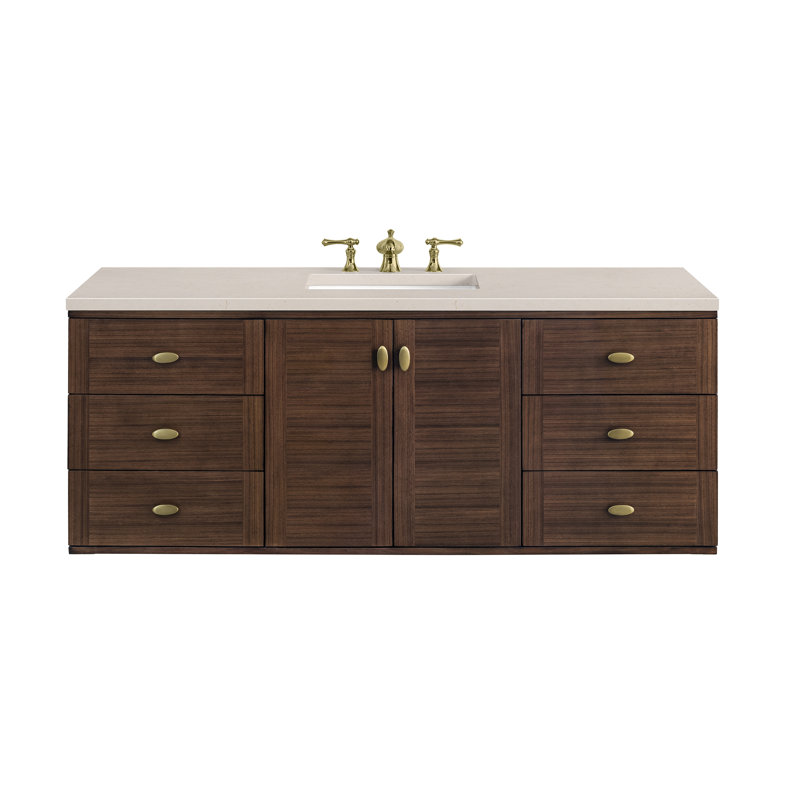 Amberly 60" Single Bathroom Vanity Set, Carrara White, 8" Widespread