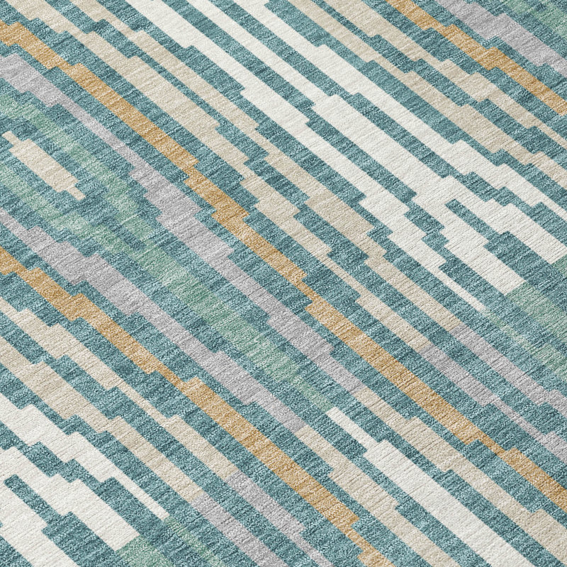Machine Washable Indoor/Outdoor Chantille ACN2666 Modern Rug, Teal, 8' x 10'