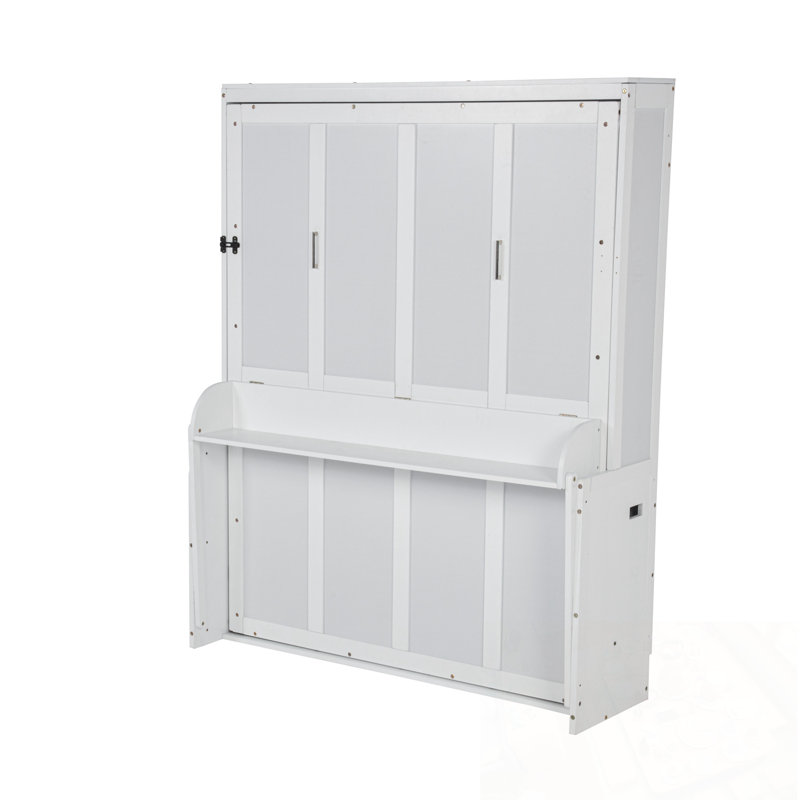 Queen Size Wood Murphy Bed with Desk