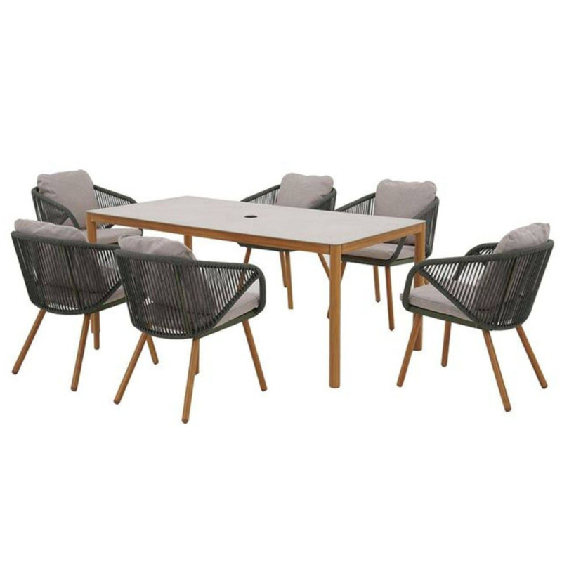 6 - Person Patio Dining Set with Rectangular Table , Cushions Included