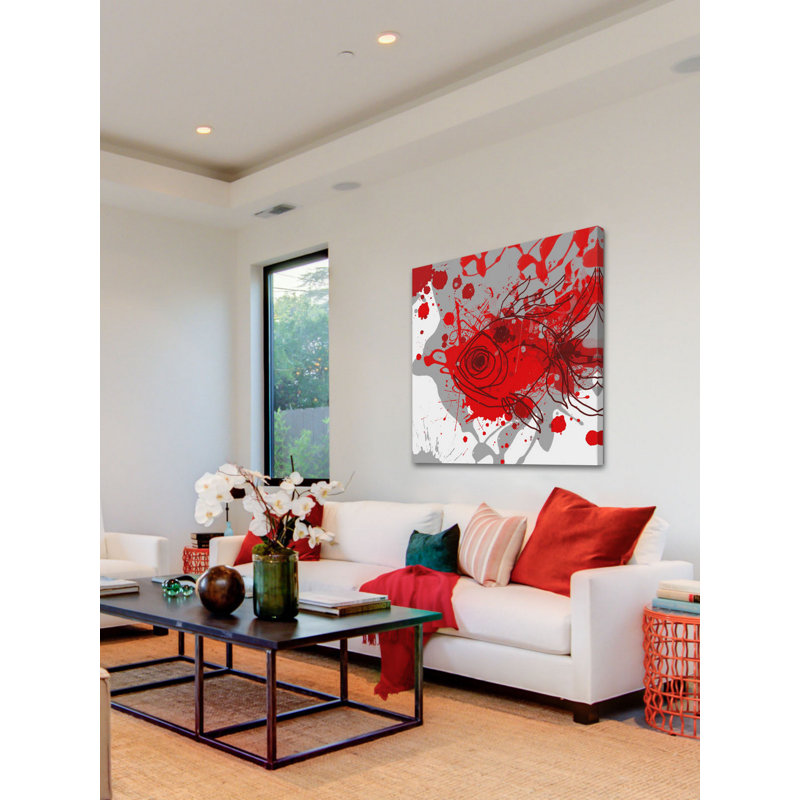 « grey-red fish » par irena orlov, reproduction d’art sur toile tendue, 40 po x 40 po
