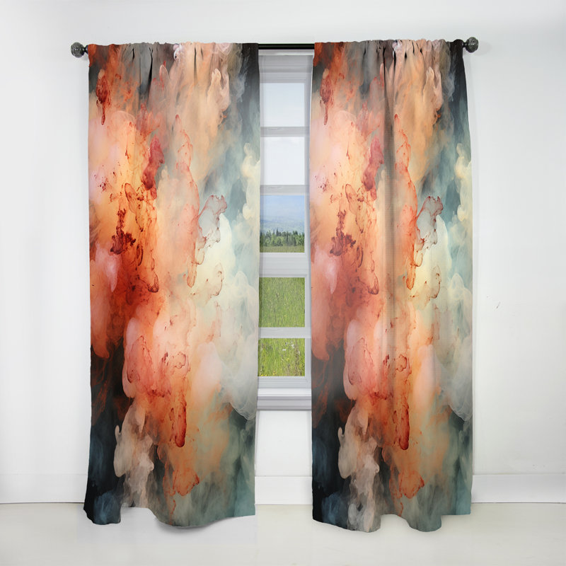 Arbutus Beyond Boundaries Smoke - Abstract Collages Curtain - Velvet Room Darkening - 1 panel, 52" W x 108" L