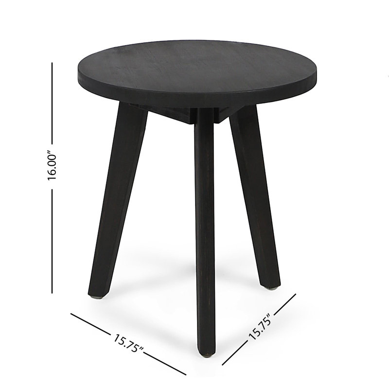 Solid Wood End Table, Dark Gray