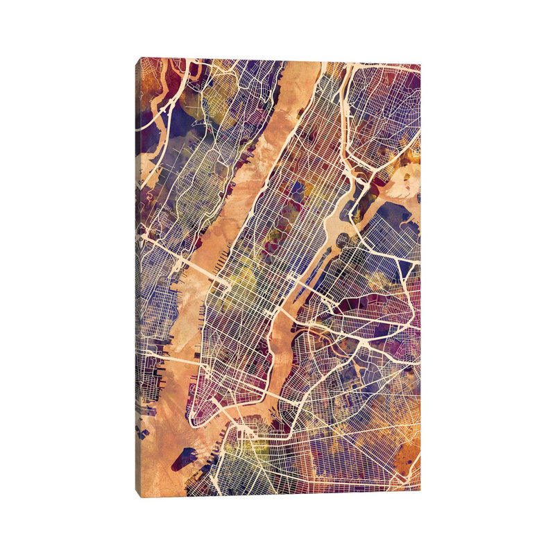 New York City Street Map IV by Michael Tompsett - Wrapped Canvas Gallery-Wrapped Canvas Giclée