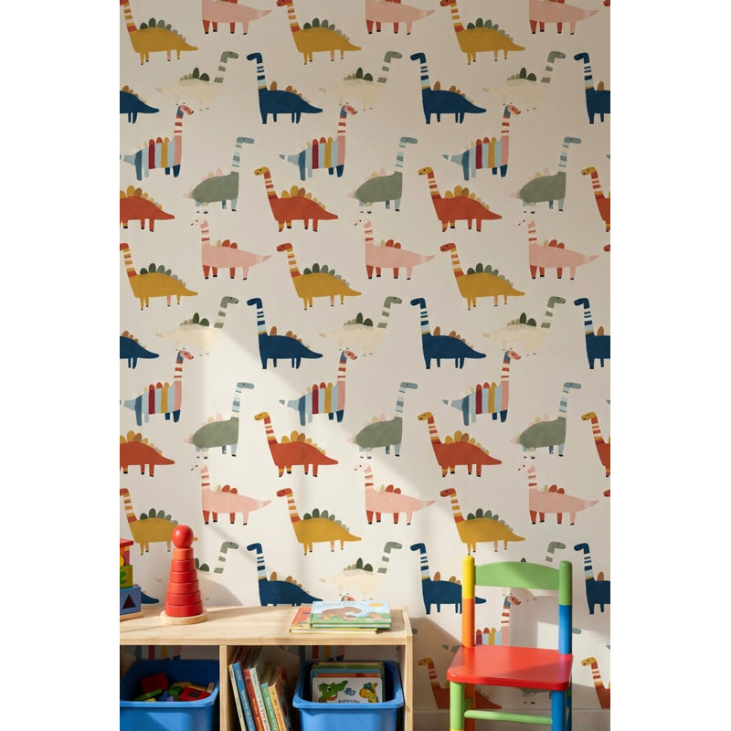 Papier peint dinosaures fantaisiste, Non tissé, non collé