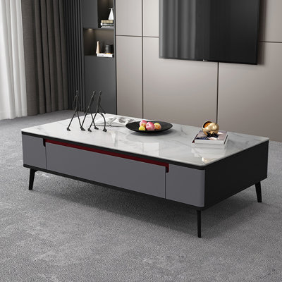 Table basse italienne simple en ardoise avec tiroirs