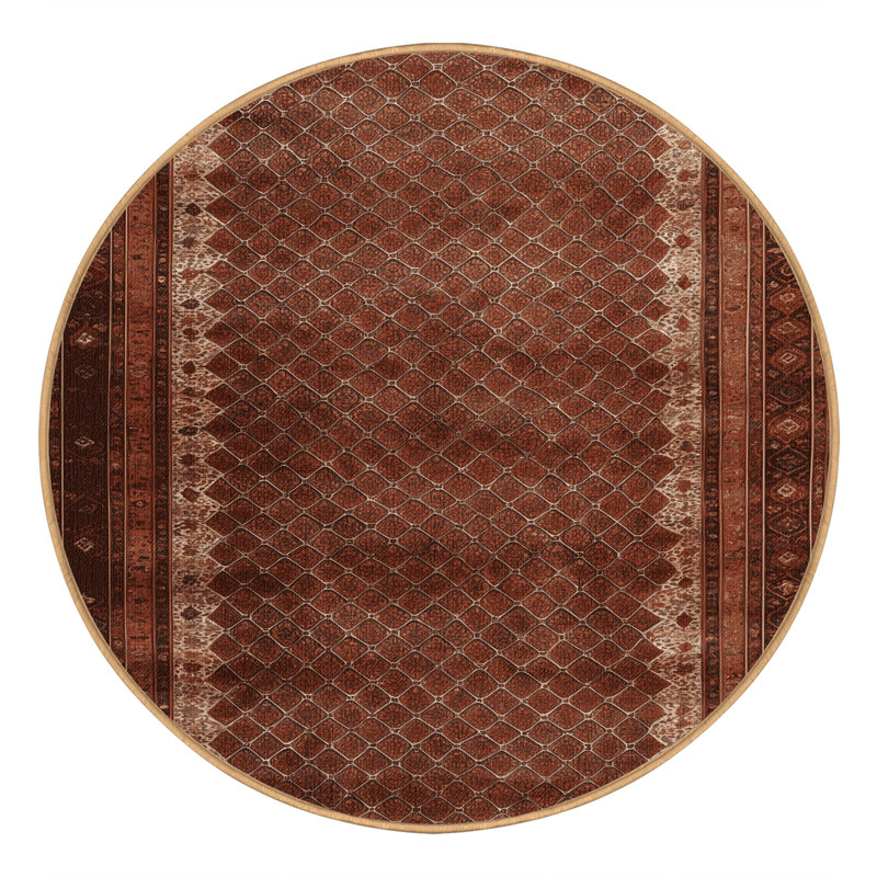 Tapis brun lavable à la machine, Rond 3 pi