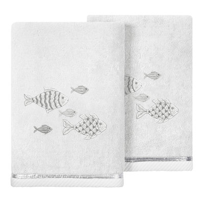 FIGI 2PC Embellished Hand Towel Set Turkish Cotton Hand Towel
