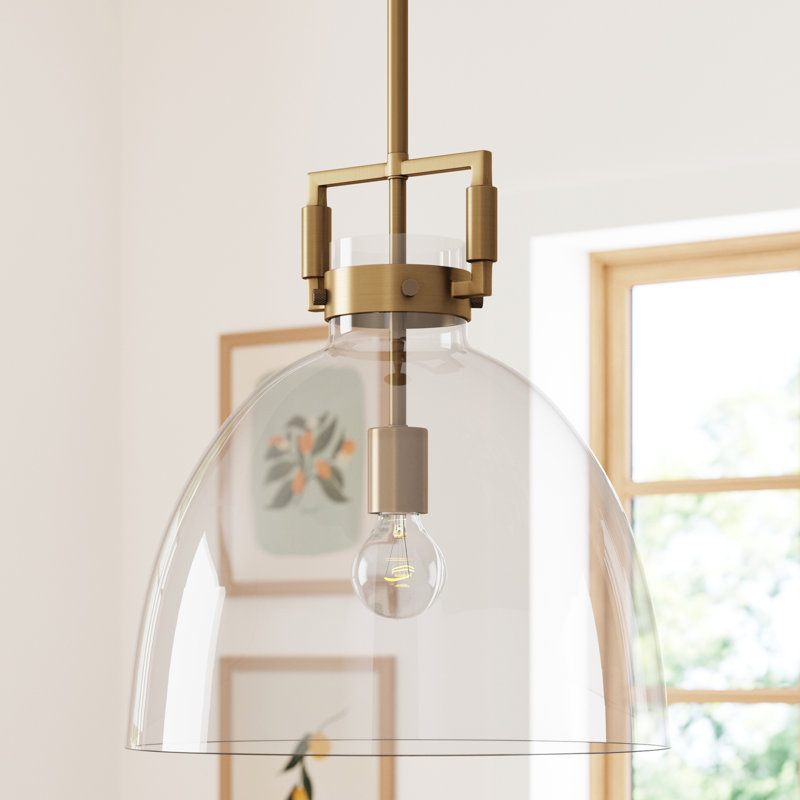 1 - Light Single Dome Pendant, Brass