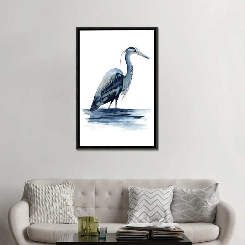« azure héron ii », impression sur toile, H 48 po x l 32 po x P 1,5 po, Toile avec cadre noir, Pas de tapis